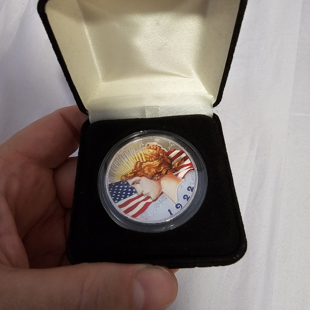 1922 Colorized $1 Peace Dollar Coin with Box